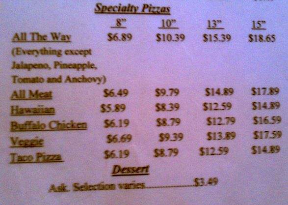 Holt Pizza & Restaurant - Holt, FL menu_pic