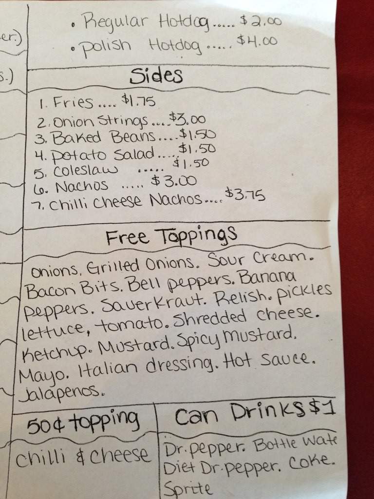 Hotdog Hut - Fort Smith, AR menu_pic