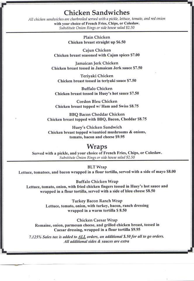 Huey's Saloon - Saint Paul, MN menu_pic