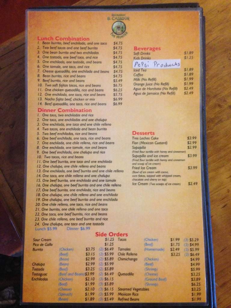 Hunter El Cazador - Lincoln, AR menu_pic