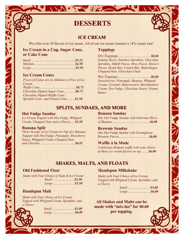 Ice Cream Treats and Eats - Orlando, FL menu_pic