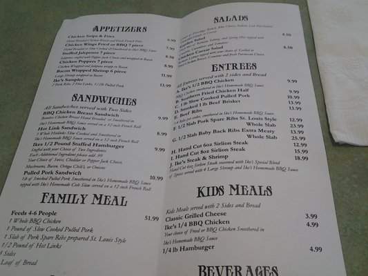 Ike's BBQ and Steakhouse - Lompoc, CA menu_pic