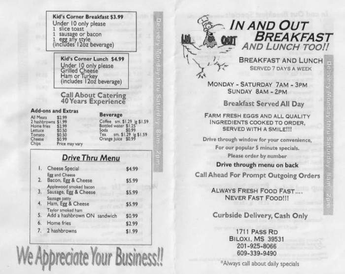 In and Out Breakfast - Biloxi, MS menu_pic