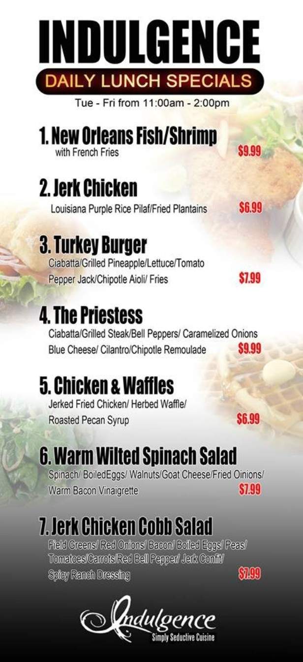 Indulgence Restaurant - Baton Rouge, LA menu_pic