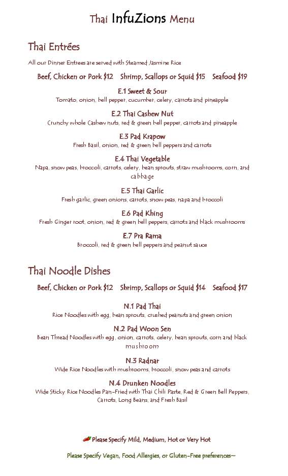Infuzions Thai & Vietnamese Restaurant - Sarasota, FL menu_pic