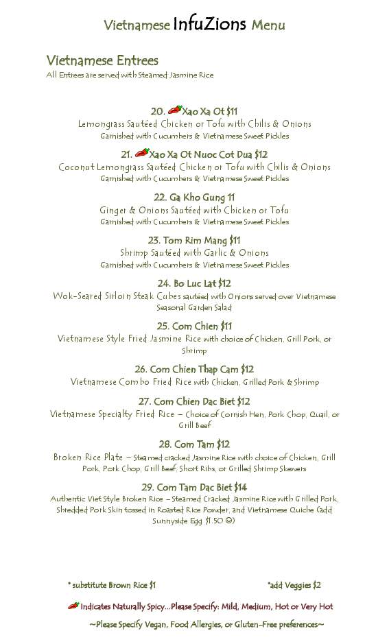 Infuzions Thai & Vietnamese Restaurant - Sarasota, FL menu_pic