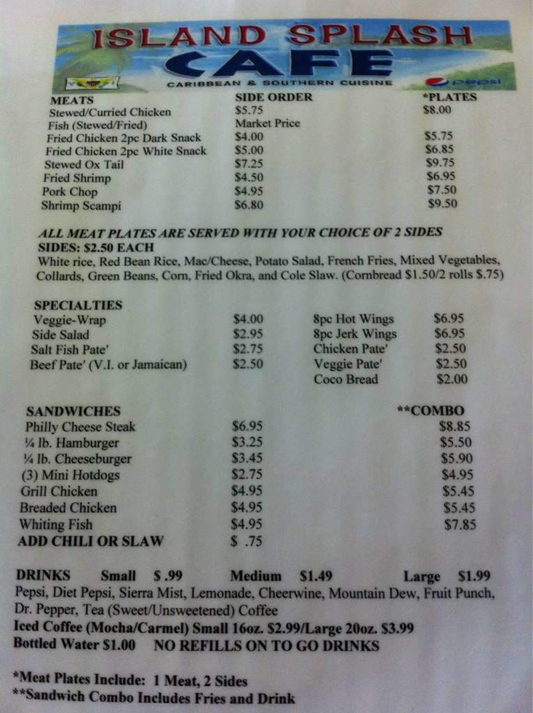 Island Splash Cafe - Statesville, NC menu_pic