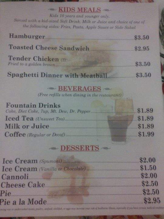 Italian American club - Waynesburg, OH menu_pic