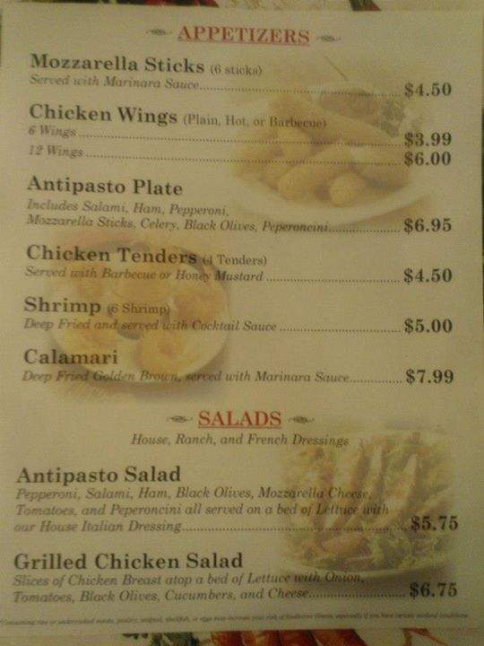 Italian American club - Waynesburg, OH menu_pic