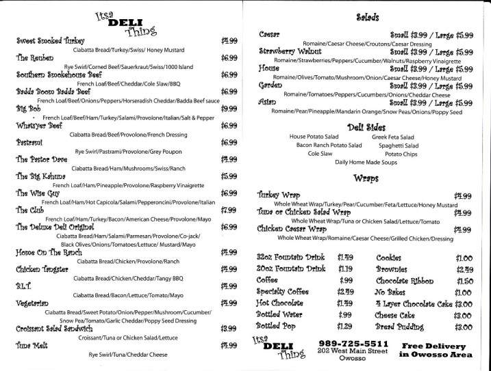 It's a Deli Thing - Owosso, MI menu_pic