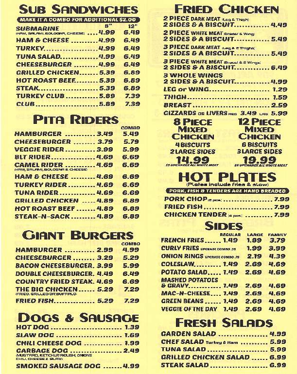 J & J Sandwich Shack - Jacksonville, FL menu_pic