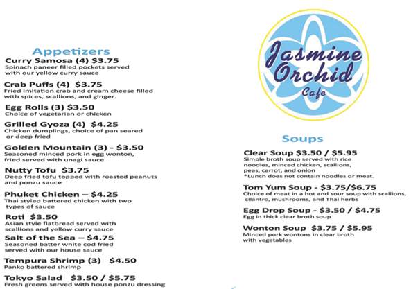 Jasmine Orchid Cafe - Lawrenceburg, IN menu_pic