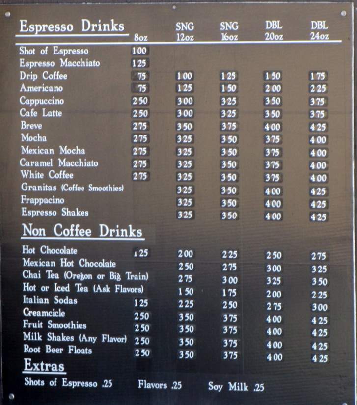 Java Junkie Espresso - Oroville, WA menu_pic