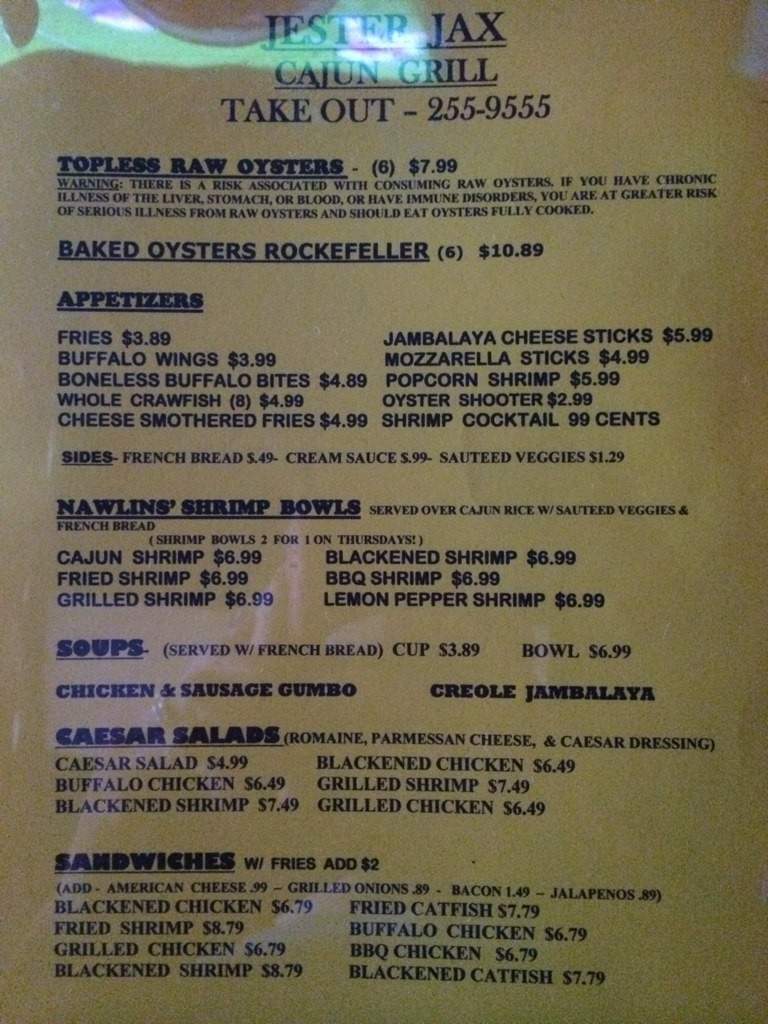 Jester Jax Cajun Bar & Grill - El Paso, TX menu_pic