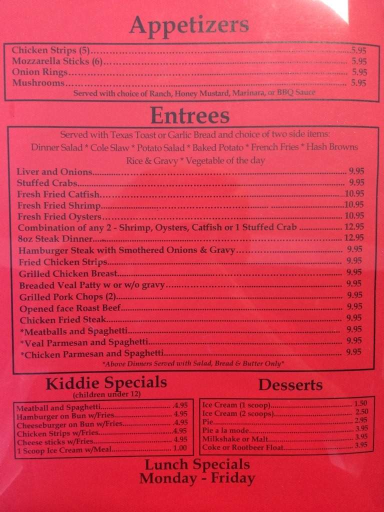 JJ's Diner - Harahan, LA menu_pic