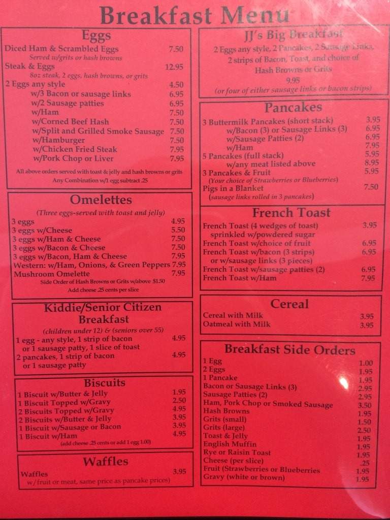 JJ's Diner - Harahan, LA menu_pic