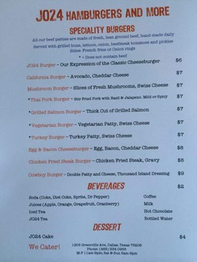 JO 24 - Dallas, TX menu_pic