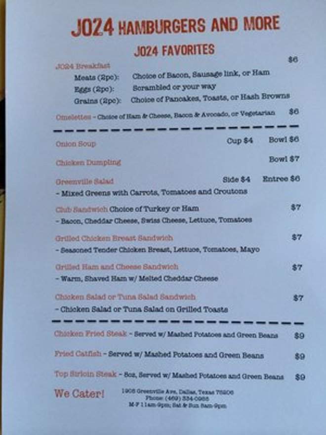 JO 24 - Dallas, TX menu_pic