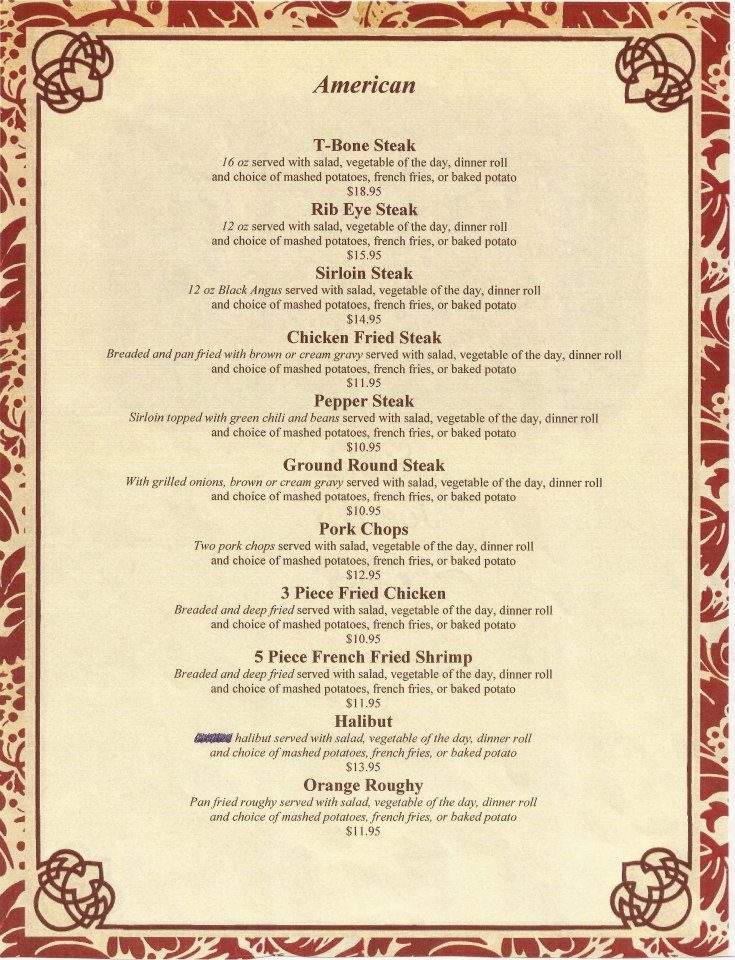 Joe B's Restaurant - Espanola, NM menu_pic