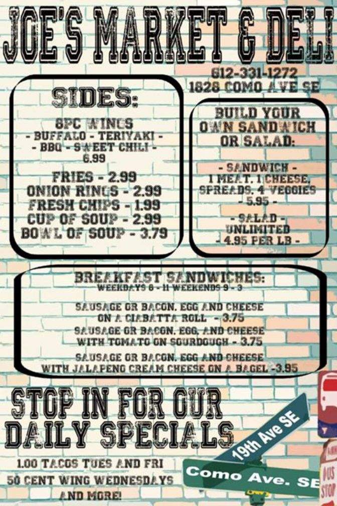 Joe's Market & Deli - Minneapolis, MN menu_pic