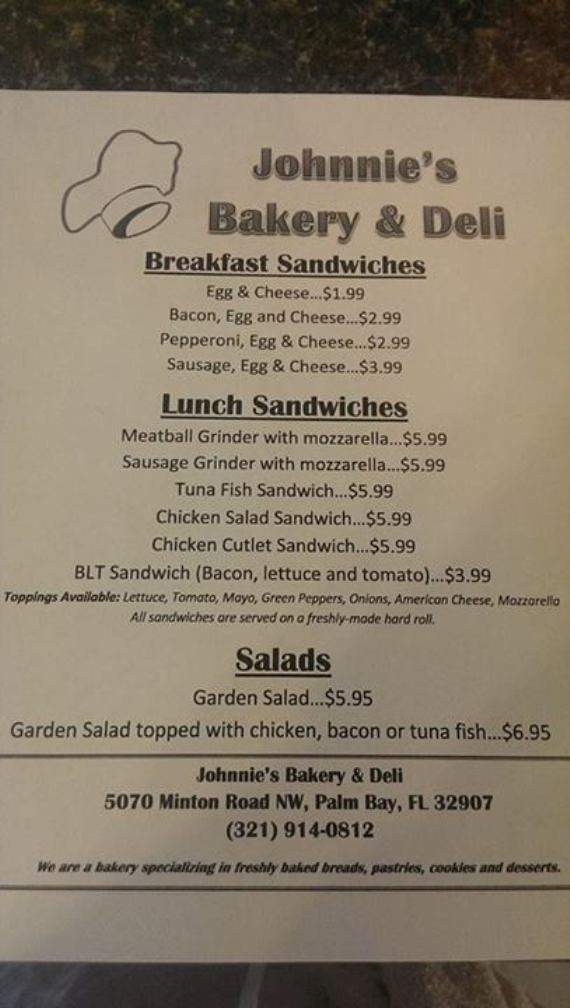 Johnnie's Bakery & Deli - Palm Bay, FL menu_pic