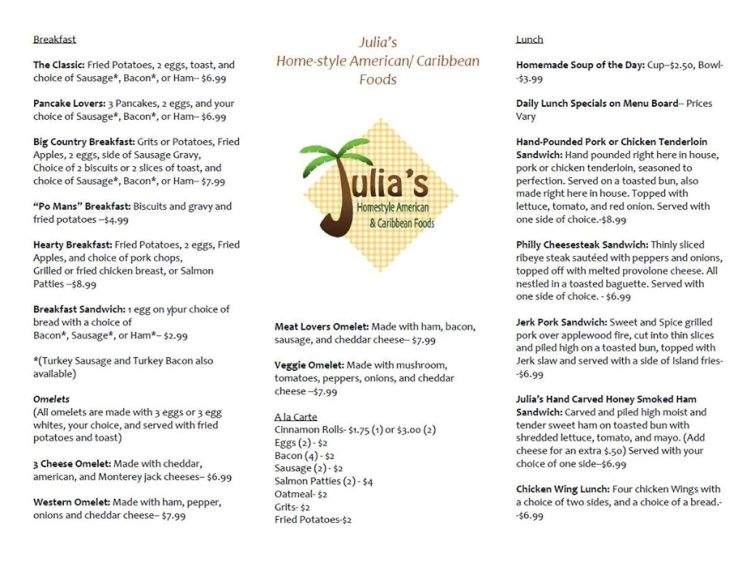 Julia's American and Caribbean Food - Indianapolis, IN menu_pic