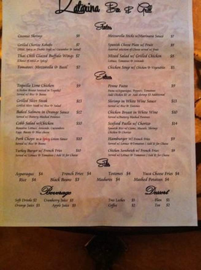 Katarina Bar & Grill - Kew Gardens, NY menu_pic