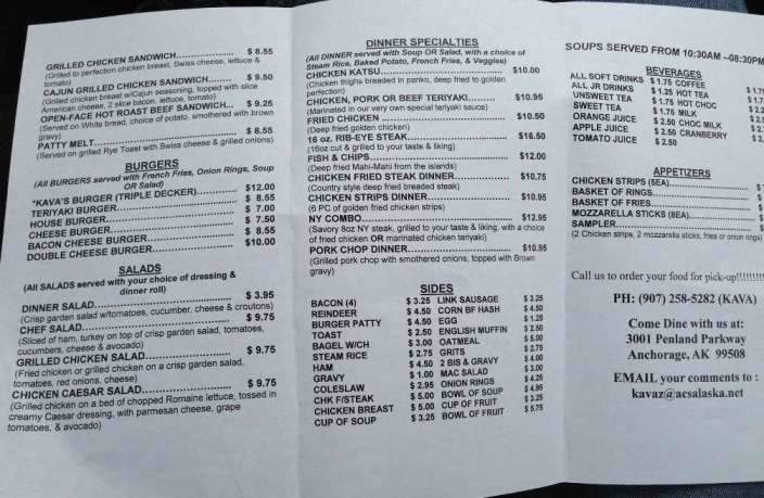 Kava's Pancake House - Anchorage, AK menu_pic