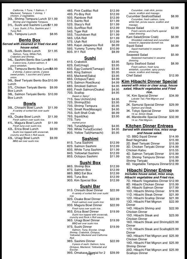 Kim Hibachi Sushi Bar and Grill - Mandeville, LA menu_pic