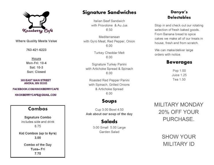 Knoxberry Cafe - Anoka, MN menu_pic