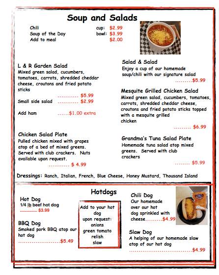 L & R Soda Bar - Elkton, KY menu_pic