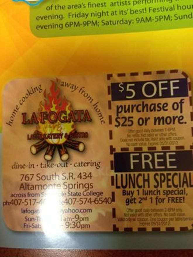 La Fogata Latin Eatery & Bistro - Altamonte Springs, FL menu_pic