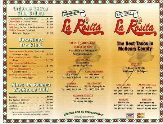 La Rosita Taqueria - Crystal Lake, IL menu_pic