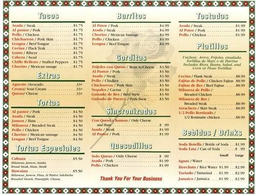 La Rosita Taqueria - Crystal Lake, IL menu_pic