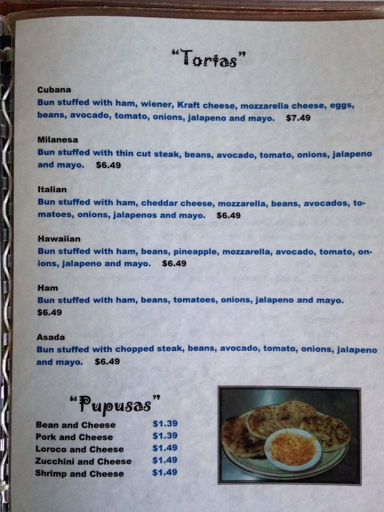 La Salvadorena - Russellville, AR menu_pic