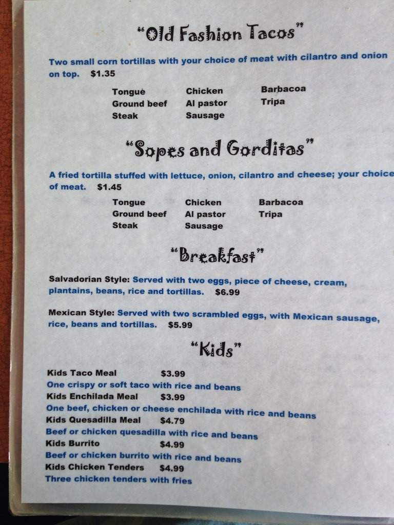 La Salvadorena - Russellville, AR menu_pic