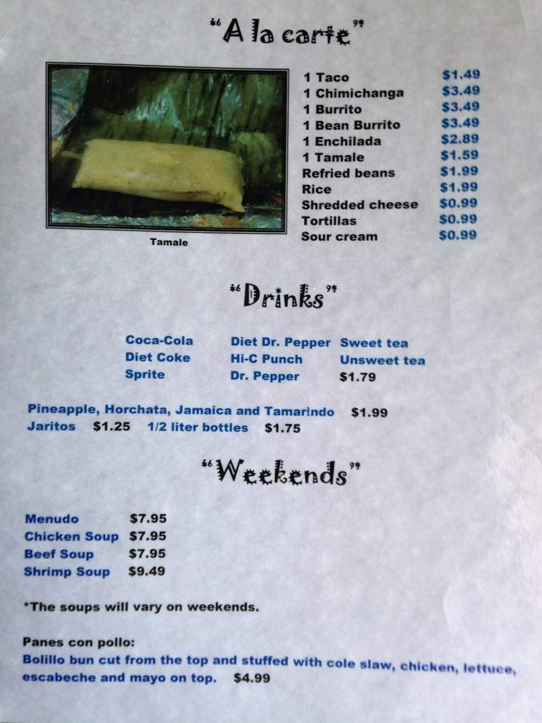 La Salvadorena - Russellville, AR menu_pic