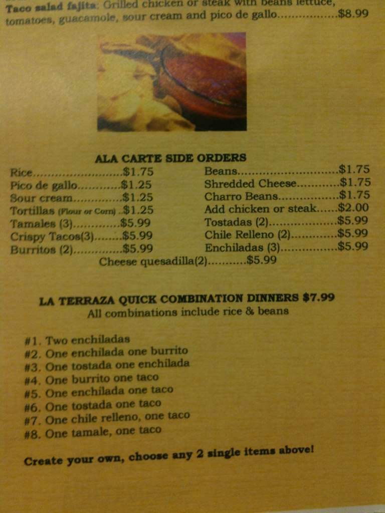 La Terraza Mexican Grill - Columbia, MO menu_pic