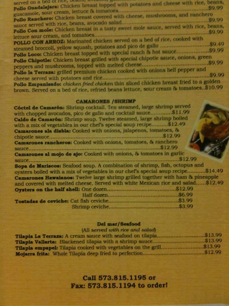 La Terraza Mexican Grill - Columbia, MO menu_pic