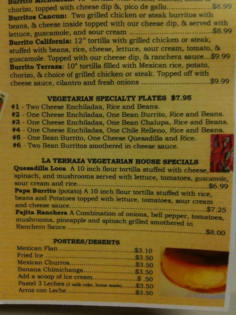La Terraza Mexican Grill - Columbia, MO menu_pic