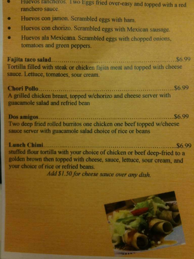 La Terraza Mexican Grill - Columbia, MO menu_pic