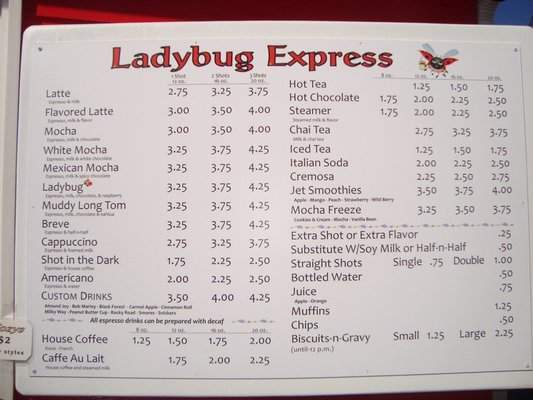 Ladybug Express Coffee - Monroe, OR menu_pic