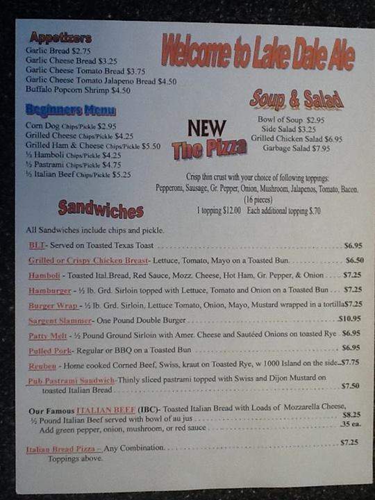 Lake Dale Ale - Lowell, IN menu_pic