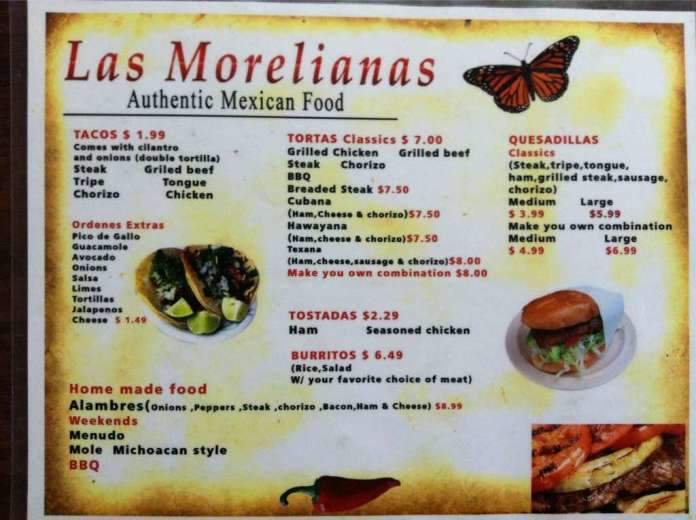Las Morelianas - Chattanooga, TN menu_pic
