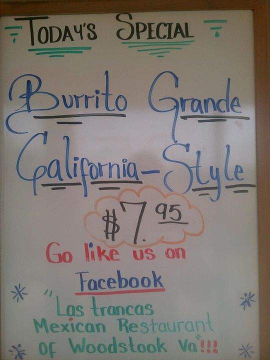 Las Trancas - Woodstock, VA menu_pic
