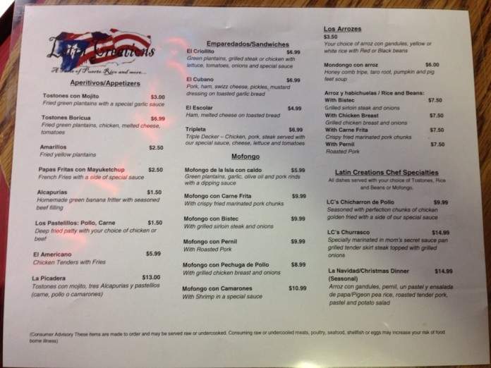 Latin Creations - Jacksonville, FL menu_pic