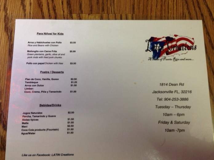 Latin Creations - Jacksonville, FL menu_pic