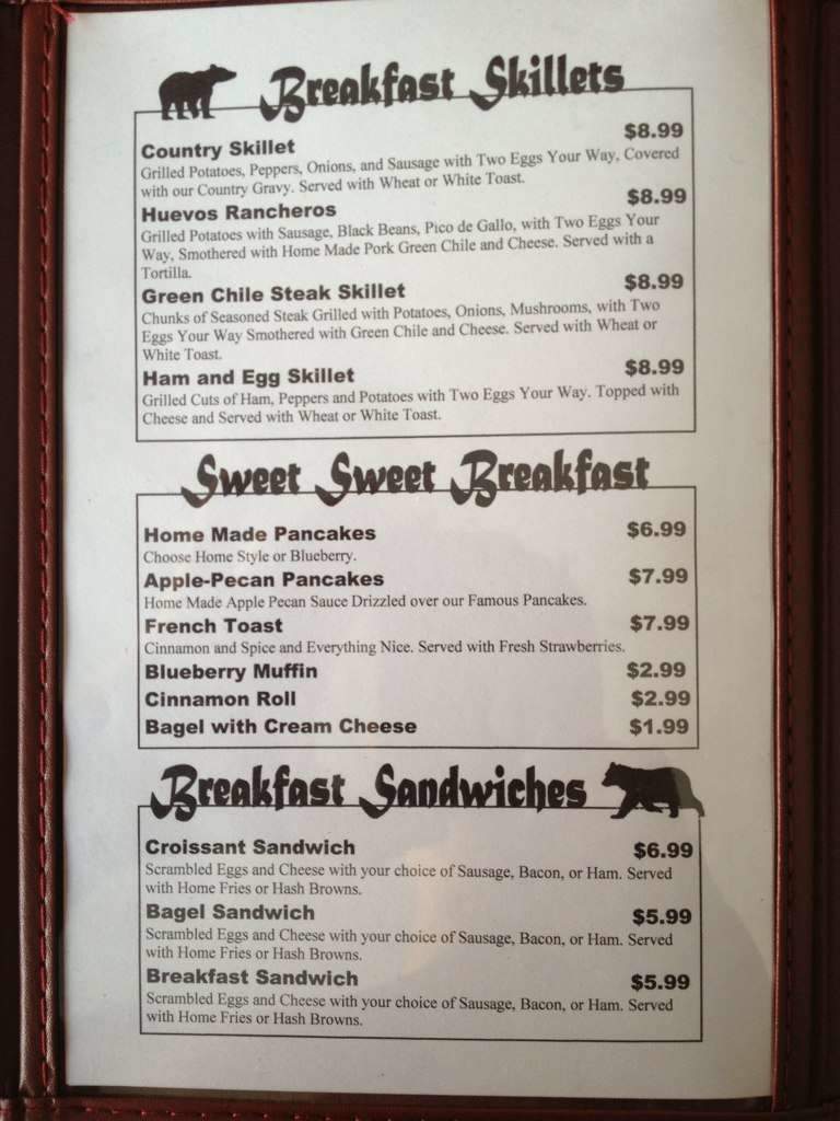 Lazy Bear Restaurant - New Castle, CO menu_pic