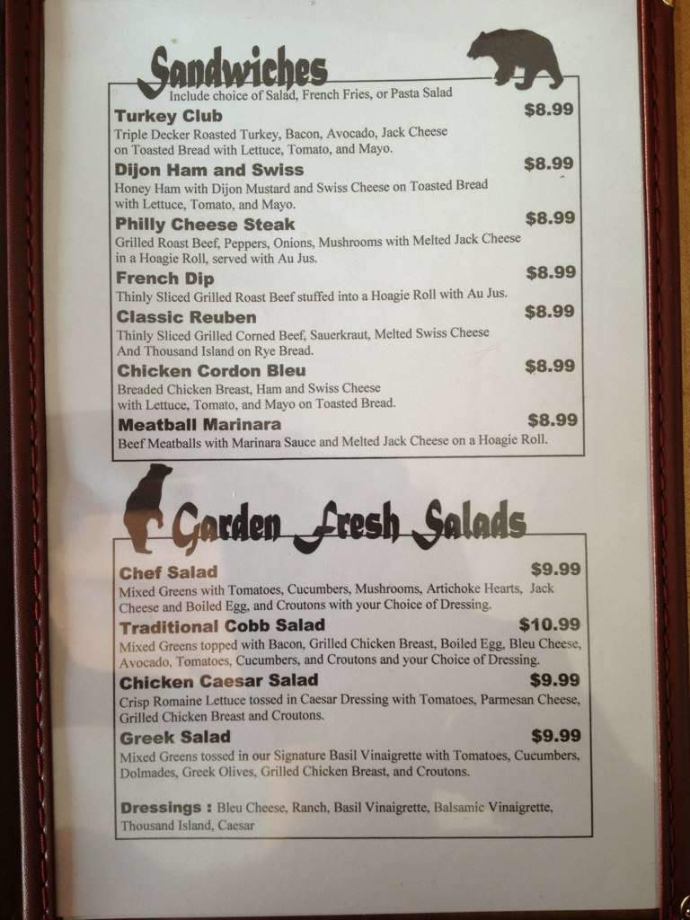 Lazy Bear Restaurant - New Castle, CO menu_pic