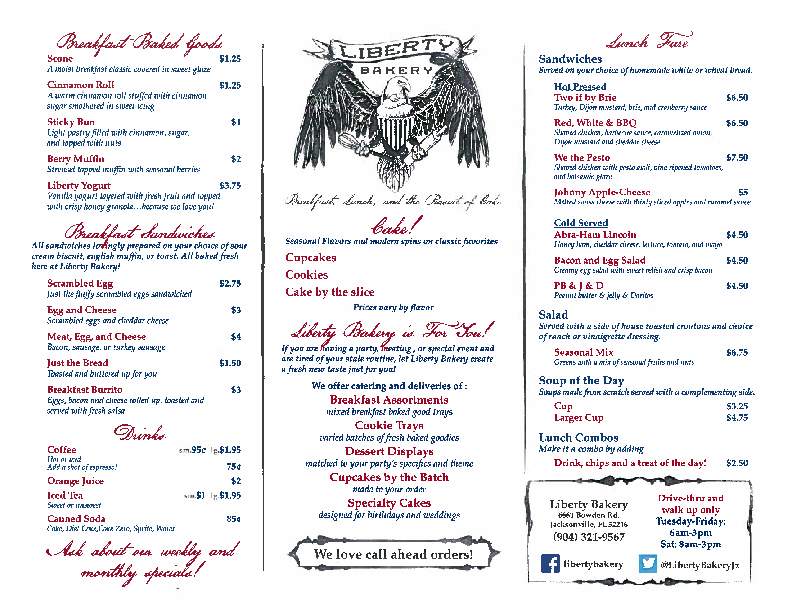 Menu of Liberty Bakery in Jacksonville, FL 32216